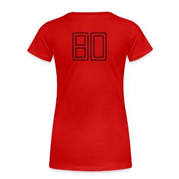 Number 80 (University Style) - Women's Premium Organic T-Shirt - red - Back - Mia (176cm)
