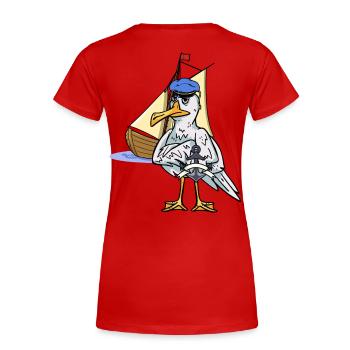 Seefahrer Seemann Schifffahrt maritim Kapitän Ahoi - Frauen Premium Bio T-Shirt - Rot - Hinten - Mia (176cm)