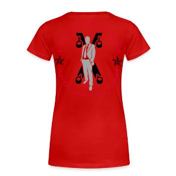 Dom - Frauen Premium Bio T-Shirt - Rot - Hinten - Mia (176cm)