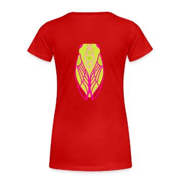 Fluoreszierende farbige Zikade - Frauen Premium Bio T-Shirt - Rot - Hinten - Mia (176cm)