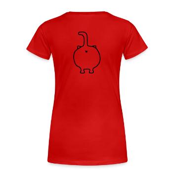 dicke Katze von hinten - Frauen Premium Bio T-Shirt - Rot - Hinten - Mia (176cm)