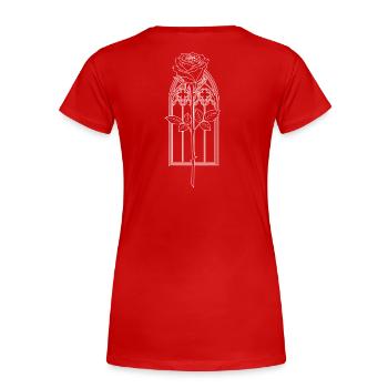 Rosace dans une fenêtre gothique - T-shirt bio Premium Femme - rouge - Dos - Mia (176cm)