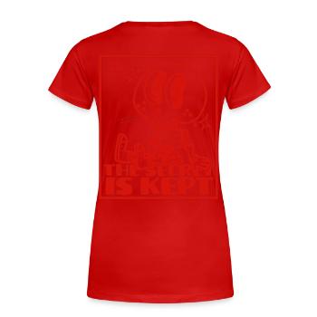 Niedliches Pooky Secret Skelett - Frauen Premium Bio T-Shirt - Rot - Hinten - Mia (176cm)