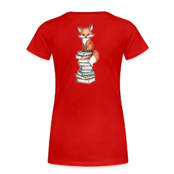 Renard sur pile de livres - T-shirt bio Premium Femme - rouge - Dos - Mia (176cm)