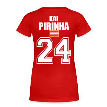 Kai Pirinha Österreich Party Sauf Trikot - Frauen Premium Bio T-Shirt - Rot - Hinten - Mia (176cm)