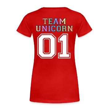 Team Unicorn 01 - white - Frauen Premium Bio T-Shirt - Rot - Hinten - Mia (176cm)