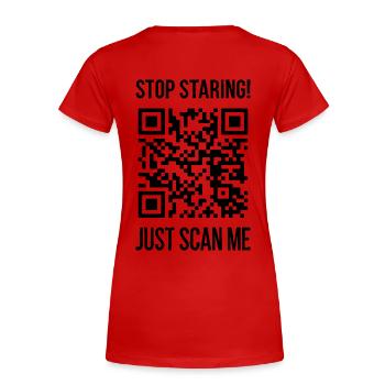Scanne mich QR Code für Motivation - Frauen Premium Bio T-Shirt - Rot - Hinten - Mia (176cm)