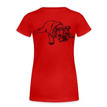 (176) English Bulldog - Women's Premium Organic T-Shirt - red - Back - Mia (176cm)