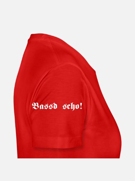 Bassd scho, 1fb - Frauen Premium Bio T-Shirt - Rot - Rechts