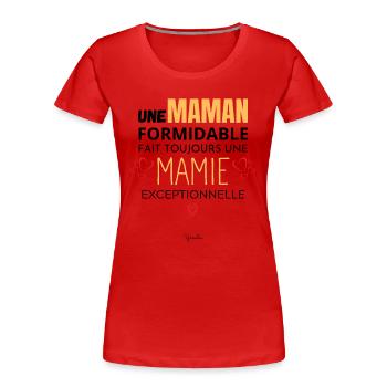Annonce grossesse maman - Annonce grossesse mamie - T-shirt bio Premium Femme - rouge - Devant - Mia (176cm)