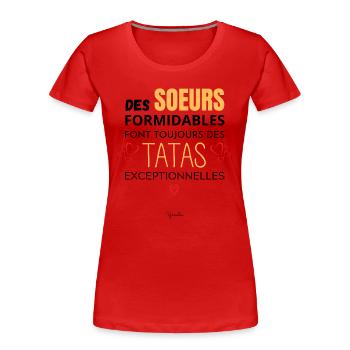 Soeur Tata - Annonce grossesse -Annonce soeur tata - T-shirt bio Premium Femme - rouge - Devant - Mia (176cm)