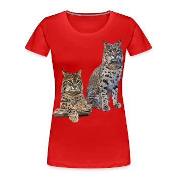 Luchs - Frauen Premium Bio T-Shirt - Rot - Vorne - Mia (176cm)