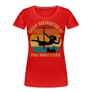 Pole Sport Dance Dancer Cats Vintage Retro - Women's Premium Organic T-Shirt - red - Front - Mia (176cm)