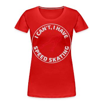Eisschnelllauf Eisschnelllauf Schlittschuh Schlittschuh Wintersport - Frauen Premium Bio T-Shirt - Rot - Vorne - Mia (176cm)