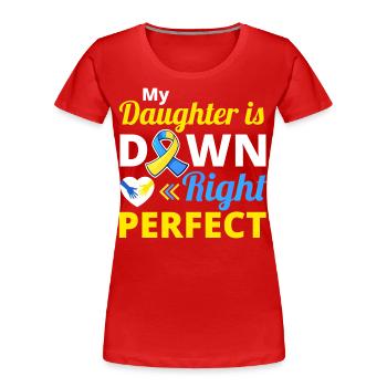Journée mondiale de sensibilisation au syndrome de Down Jaune Bleu - T-shirt bio Premium Femme - rouge - Devant - Mia (176cm)