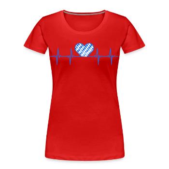 HERZSCHLAG - BAYERN - LOVE - PULS - BAYERNLIEBE - Women's Premium Organic T-Shirt - red - Front - Mia (176cm)