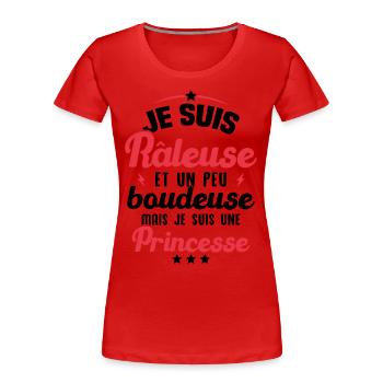 Un peu boudeuse mais je suis une princesse - T-shirt bio Premium Femme - rouge - Devant - Mia (176cm)