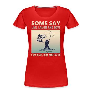 Fisch Fisch Liebhaber Fischer Lustiger Humor - Frauen Premium Bio T-Shirt - Rot - Vorne - Mia (176cm)
