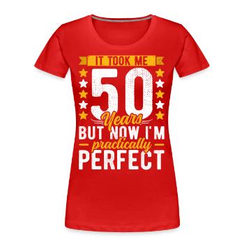 50th birthday 50 years old man woman 50th 50s - Women's Premium Organic T-Shirt - red - Front - Mia (176cm)