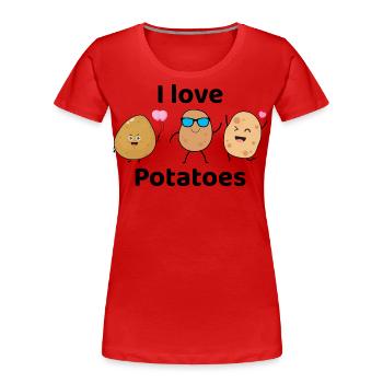Potato Lover Potatoes Funny Saying - Women's Premium Organic T-Shirt - red - Front - Mia (176cm)