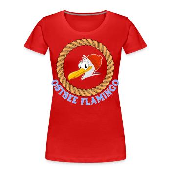 Baltic Flamingo Funny Seagull - Women's Premium Organic T-Shirt - red - Front - Mia (176cm)