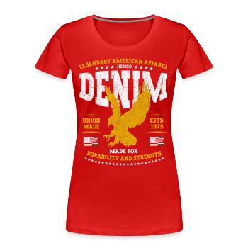 Legendary American Eagle Denim Apparel USA - Women's Premium Organic T-Shirt - red - Front - Mia (176cm)
