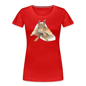 écureuil qui saute - T-shirt bio Premium Femme - rouge - Devant - Mia (176cm)