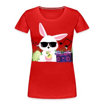 Lapin de Pâques cool, Pâques, Boîte à musique, Cadeau - T-shirt bio Premium Femme - rouge - Devant - Mia (176cm)