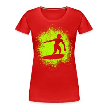 Skimboarding Skimboarder Surfer Silhouette - Frauen Premium Bio T-Shirt - Rot - Vorne - Mia (176cm)