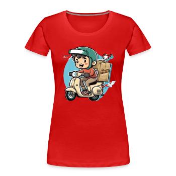 Schnelle Lieferung - Frauen Premium Bio T-Shirt - Rot - Vorne - Mia (176cm)