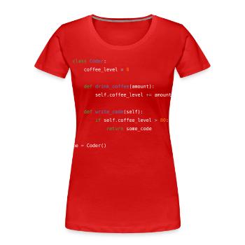 Coder - Frauen Premium Bio T-Shirt - Rot - Vorne - Mia (176cm)