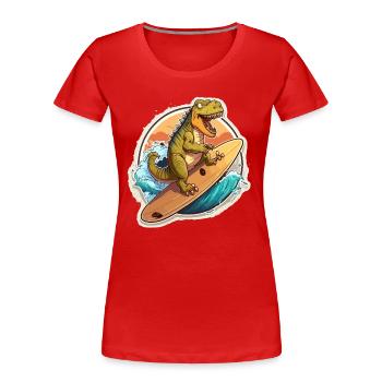 Surfin T-Rex - T-shirt bio Premium Femme - rouge - Devant - Mia (176cm)