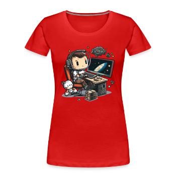 Kosmische Kodierung - Frauen Premium Bio T-Shirt - Rot - Vorne - Mia (176cm)