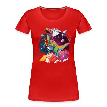 Dino interstellaire - T-shirt bio Premium Femme - rouge - Devant - Mia (176cm)
