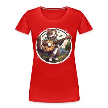Chat mélodique - T-shirt bio Premium Femme - rouge - Devant - Mia (176cm)