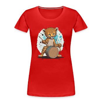 Rhythmic Cheetah - Women's Premium Organic T-Shirt - red - Front - Mia (176cm)