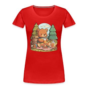 Pique-avec un ours - T-shirt bio Premium Femme - rouge - Devant - Mia (176cm)