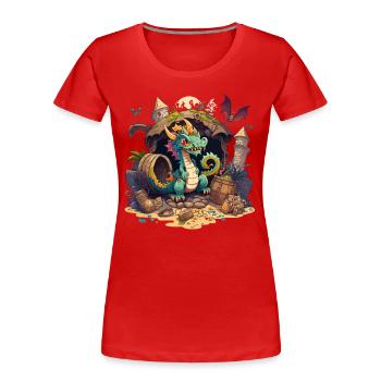 The Dragons Hoard - Women's Premium Organic T-Shirt - red - Front - Mia (176cm)
