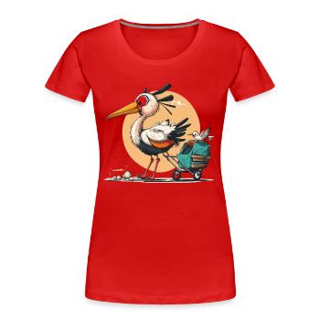 Storchen-Lieferung - Frauen Premium Bio T-Shirt - Rot - Vorne - Mia (176cm)