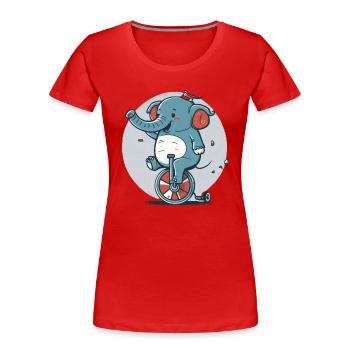 Unicycle Elephant - Women's Premium Organic T-Shirt - red - Front - Mia (176cm)