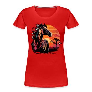 Sunset Stallion - Women's Premium Organic T-Shirt - red - Front - Mia (176cm)
