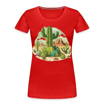 Das Königreich der Kakteen - Frauen Premium Bio T-Shirt - Rot - Vorne - Mia (176cm)