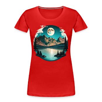 Moonlit Mountain Sea - Women's Premium Organic T-Shirt - red - Front - Mia (176cm)
