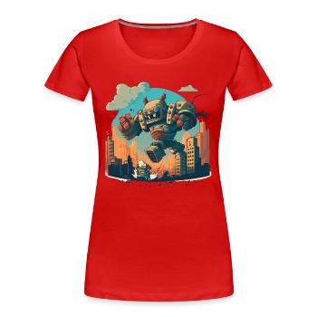 Robot vs Monstres - T-shirt bio Premium Femme - rouge - Devant - Mia (176cm)
