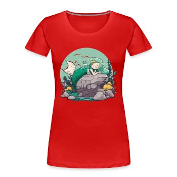Die Sirene der Ozeane - Frauen Premium Bio T-Shirt - Rot - Vorne - Mia (176cm)