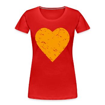 oranges Herz - Liebe - Halloween - used look - Frauen Premium Bio T-Shirt - Rot - Vorne - Mia (176cm)