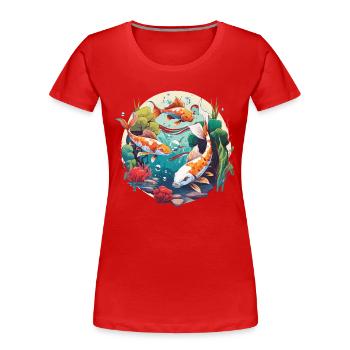 Koi-Wunderland - Frauen Premium Bio T-Shirt - Rot - Vorne - Mia (176cm)