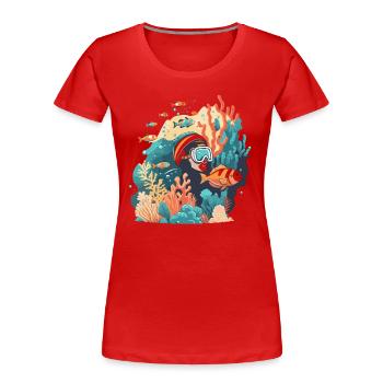 Game On: Jeu vidéo amusant - T-shirt bio Premium Femme - rouge - Devant - Mia (176cm)