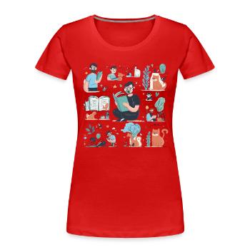 Journey by Train: Scenic Travel - Women's Premium Organic T-Shirt - red - Front - Mia (176cm)
