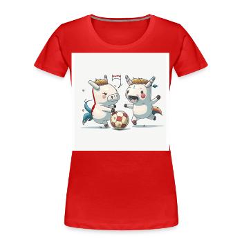 Licorne Soccer - T-shirt bio Premium Femme - rouge - Devant - Mia (176cm)